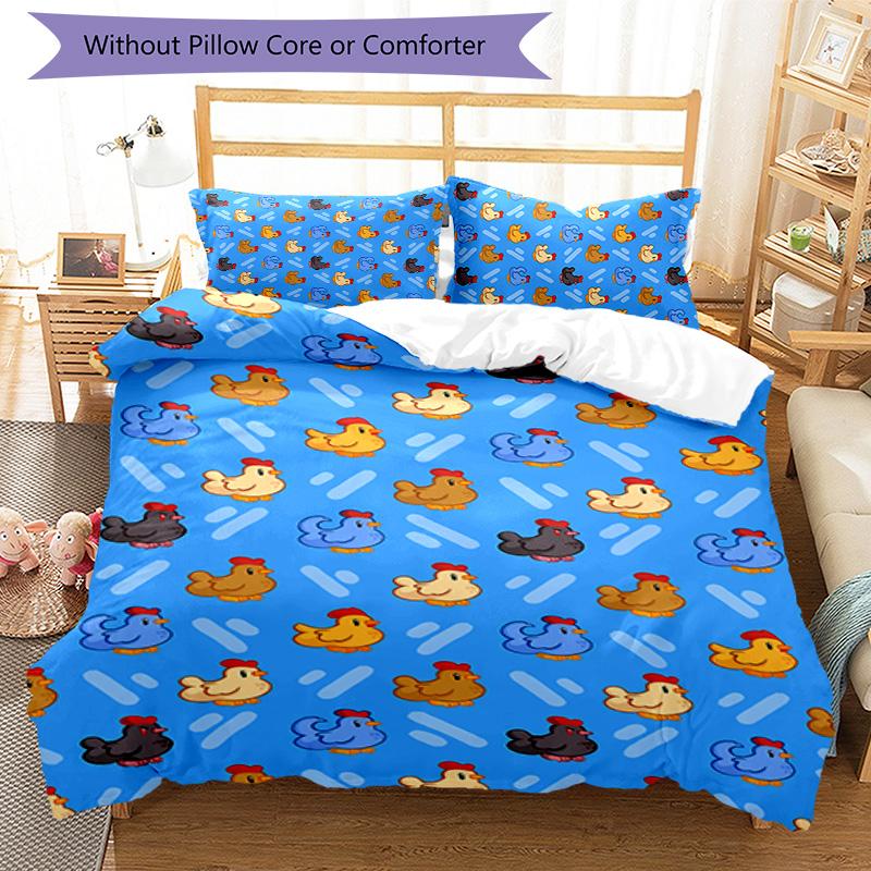 3pcs game Stardew Valley pattern bedding set duvet cover set includes duvet cover &pillowcases, perfect all season bedroom decoration & gift