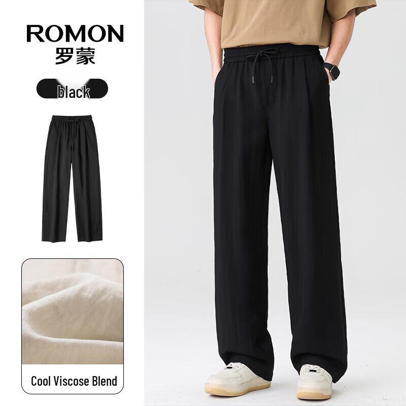 

ROMON Men s Ice Silk Loose Straight-leg Casual Pants 175/80A