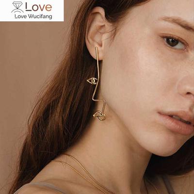 Asymmetrische Van Gogh Abstrakter Stil Gesichtsstecker Ohrringe Für Frauen Schicke Ohrringe Boucles D 'Oreilles