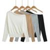 Womens Off Shoulder Knit Sweater 2026 Fall Relaxed Slim Fit Long Sleeve Top
