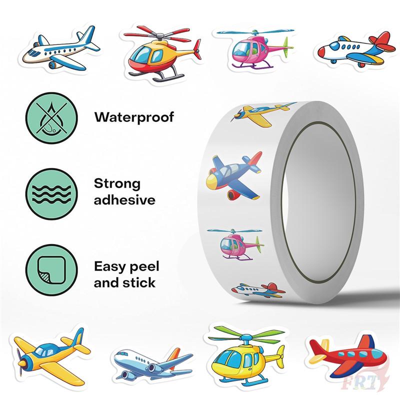 500Pcs/Roll Cartoon Airplanes Kids Rewards Stickers - DIY Scrapbooks Album Decor Sealing Label Decals