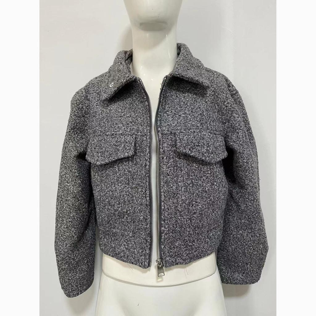 Autumn Women's Casual Fashion Short Lapel Woolen Coat