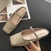 Eilyken Elegant Cosy Satin Square Toe Women Flat Shoes Designer Serpentine Party Dress Casual Mules Slippers Sandals