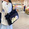 Japanischer Stil Ballett Spitze Durchsichtige Schultertasche Weich Große Kapazität Umhängetaschen Modisch und Vielseitig Tasche für den täglichen Gebrauch