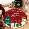 Round Christmas Red Carpet Mat Santa Reindeer Rug Snowman Gingerbread Man Festive Non-slip Home Decoration for Living Room Rugs