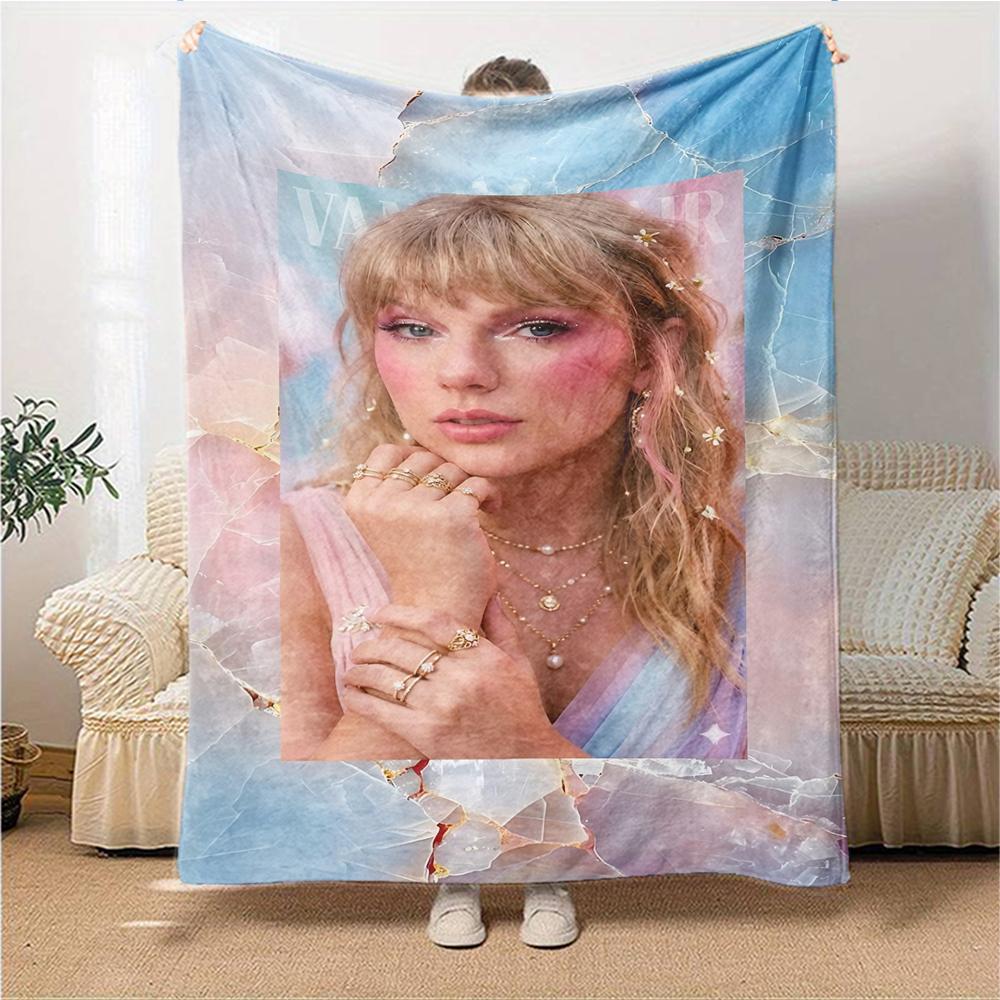 Taylor Swift Magazine Cover Blanket Soft Throw Blanket For Home Bedroom Bed Sofa Travel Office Solid Christmas Blanket