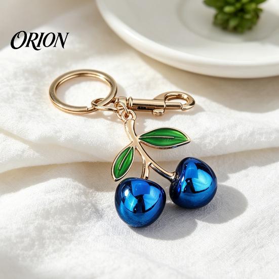 Women Purse Charms Double Cherry Keychain for Women, Golden Plated Alloy Car Key Ring, Decorative Charm Pendant Handbags Backpacks Purses Aesthetic