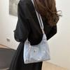 Chic Pu Tote Bag For Women In Black White Blue And Silver Perfect For Commuting