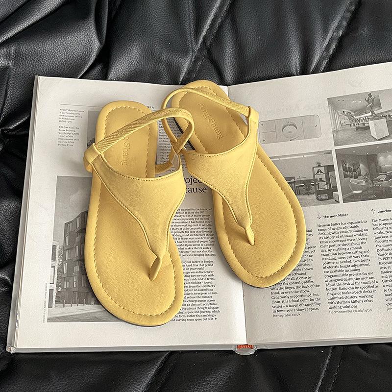 

Ретро шлепанцы на плоской подошве, удобные, женские, летние, новые, повседневные, универсальные, модные, с мягкой подошвой, новые 40 жёлтый