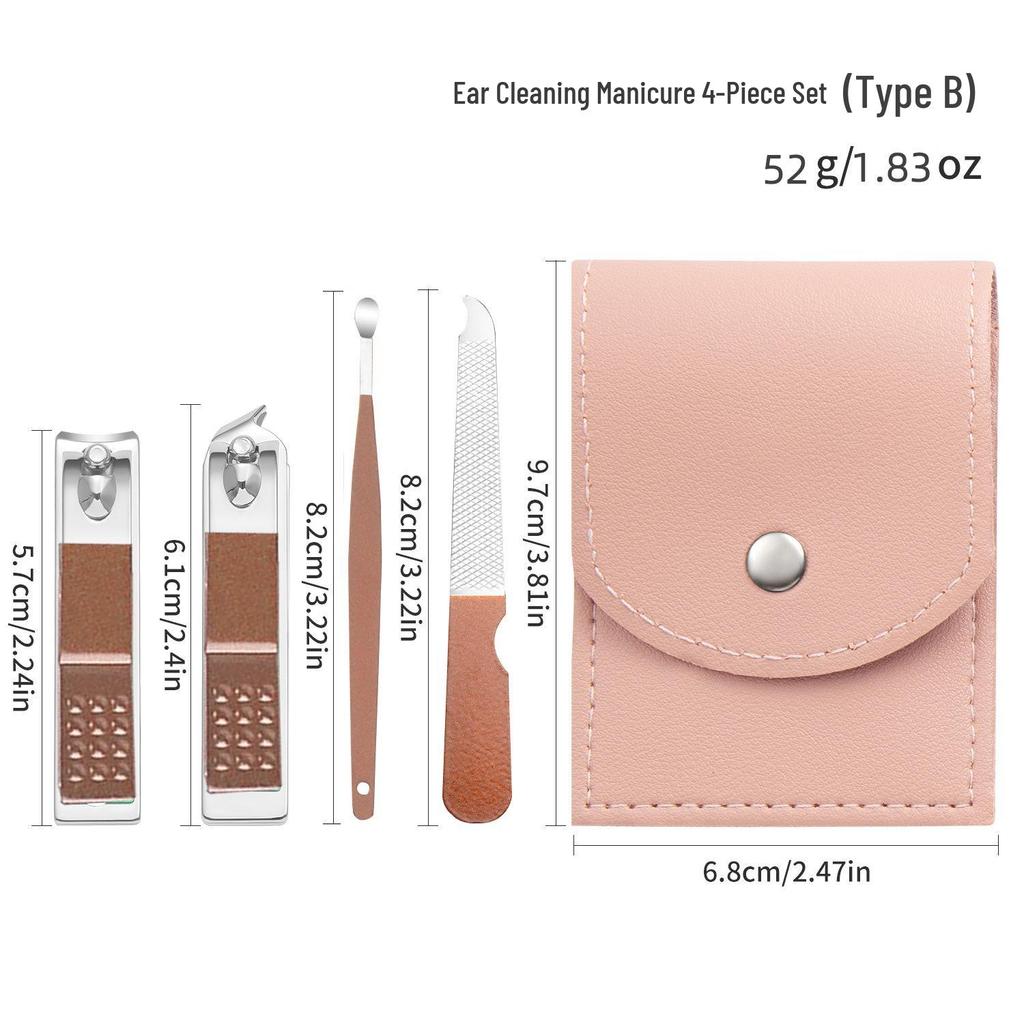Nail Clipper & Angled File Set with Ear Pick - Manicure Tools for Women