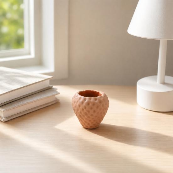 3D Printed Flower Pot, Realistic Strawberry Mini Planter, with Matte Fresh Color Desktop Decor, Gift for Birthday Housewarming