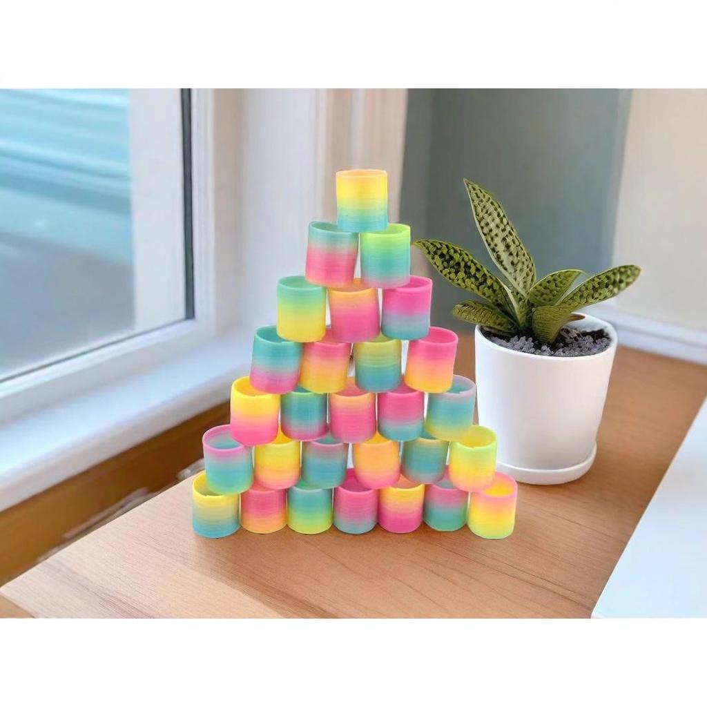 Mini Rainbow Smiley Face Elastic Ring - Nostalgic Street Toy for Kids