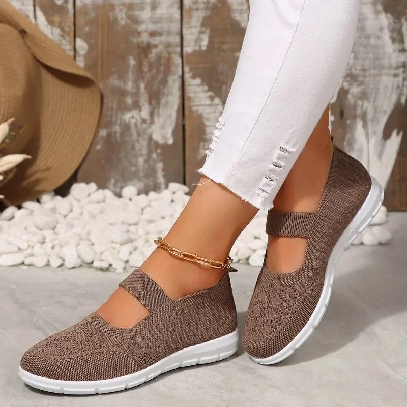 Fashion Women's Sneakers 2025 Brand Woman Shoes Mesh Lace-up Cuff Ladies Flats Vulcanize Shoes Round Head Plus Size Grid Flat Low Heels