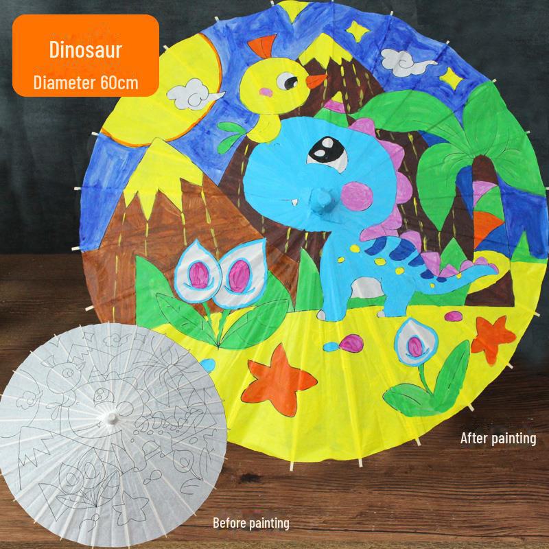 DIY Handbemaltes Weißes Ölpapier Schirm-Set für Kinder - Bastelprojekt im antiken Stil für den Kindergarten