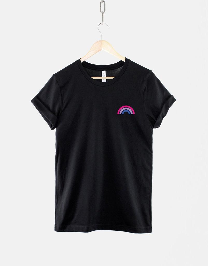 Bisexuelles Pride-Shirt Minimalistisches Design: Bi-Flagge Farben, LGBT-Pride (Unisex XS-6XL, Langlebiger Druck)