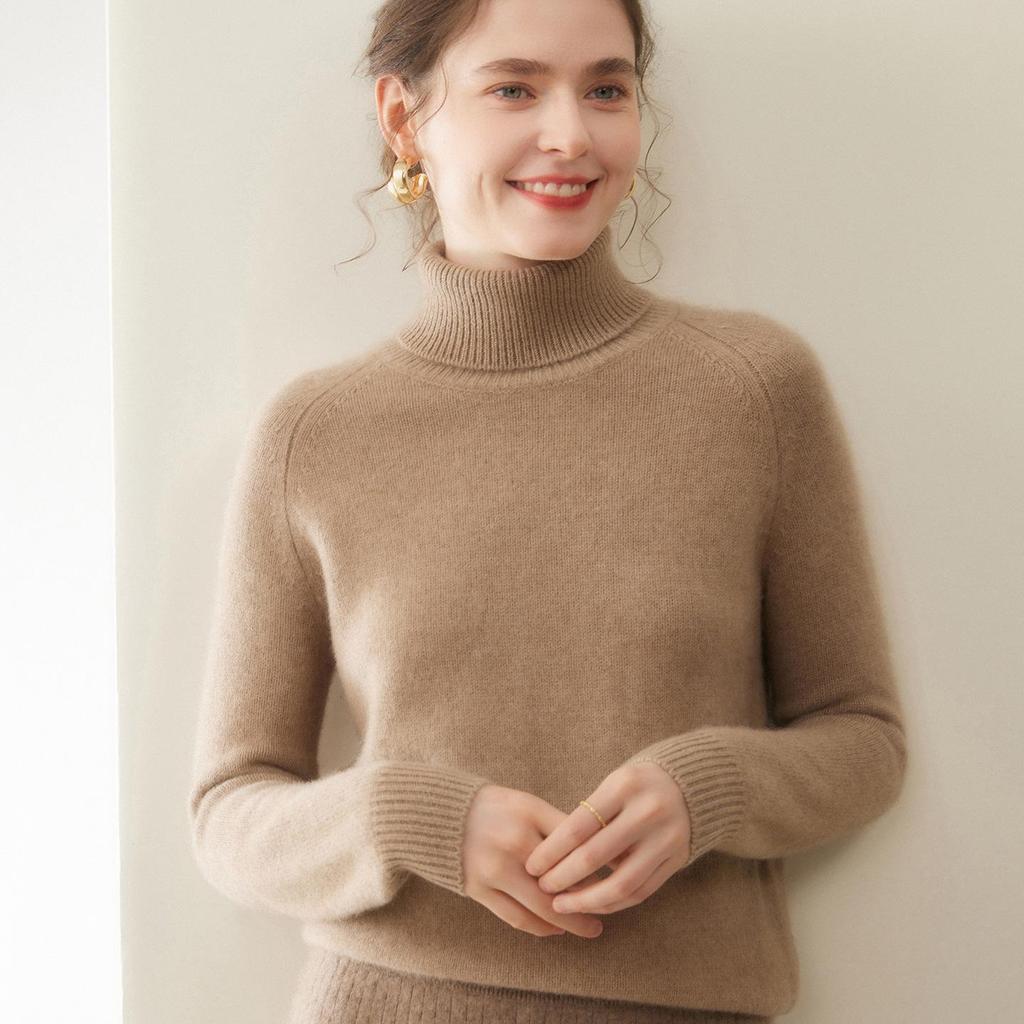 2025 Fall/Winter Women's High Neck Soft Five-Needle Thick Cashmere Sweater Base Layer