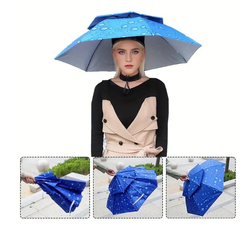 Portable Sun Cover Hat Parasol Double Layer Headwear for Outdoor Fishing Gardening Camping Hiking and Daily Walking