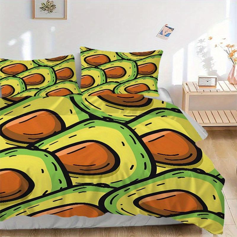 

3 шт. Комплект постельного белья с принтом авокадо, Дышащий и мягкий, Подходит для всех сезонов, Идеально для домашнего использования, Подходит для декора спальни 21173 135x200cm