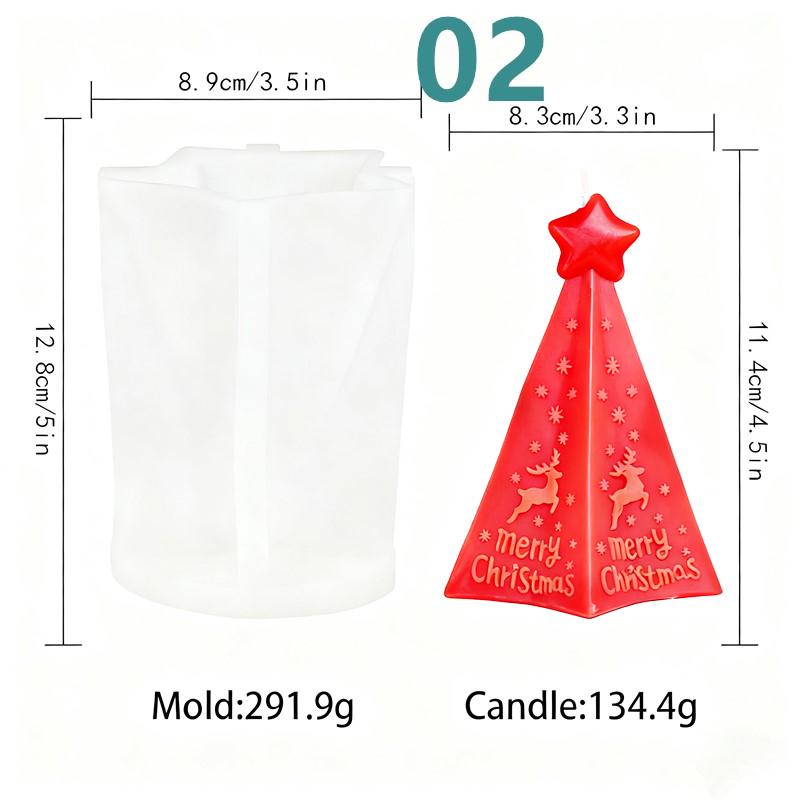 

Triangle Cone Star Christmas Tree Silicone Candle Mold DIY With Elk Snowflake Details Christmas Gypsum Crafts Home Decor