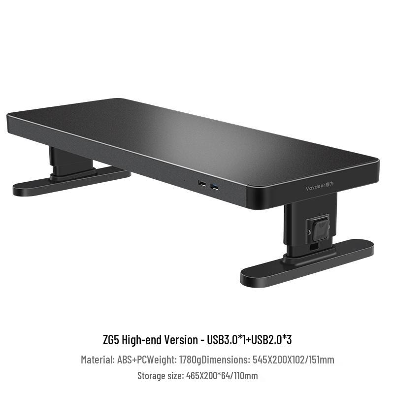 RGB Computer Monitor Riser Stand with USB Ports and Storage