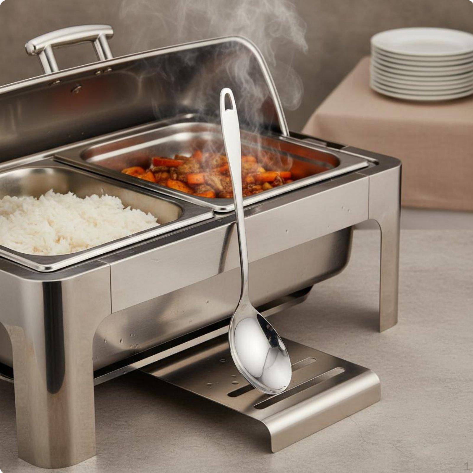 Stainless Steel Serving Spoon Thickened Design Buffet Utensils Single Piece Molding for Serving Spoon