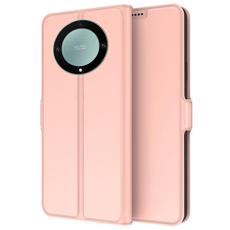

For Honor Magic5 Lite 5G/X9a 5G/X40 5G PU Leather Fully Wrapped Stand Cover Phone Case with Card Holder Rose Gold