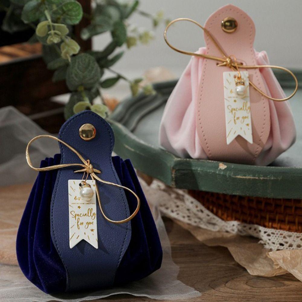 With Pearls Gift Flannel Bag 5 Pieces Gift Party Candy Box Creative candy bags For Wedding
