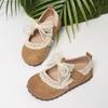 Kinder Weiche Sohle Leder Kleinkindschuhe Schnürband Schleife Verziert zum Hineinschlüpfen Ballerinas Bequem Flexible Sohle Schuhe für Mädchen
