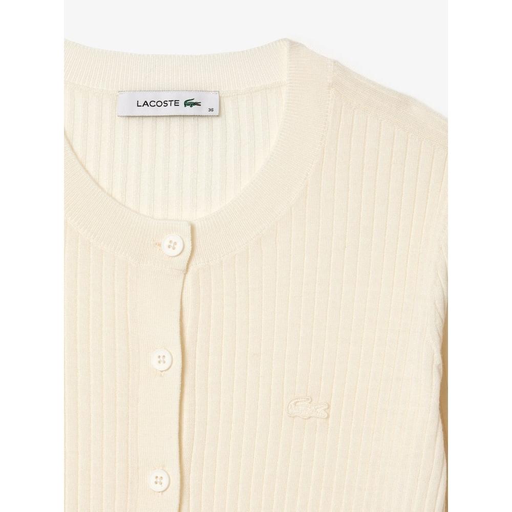 LacoSte Women S Slim Fit Ribbed Crewneck Cardigan Af2560 54n 70v q2nAf2560 54n70v
