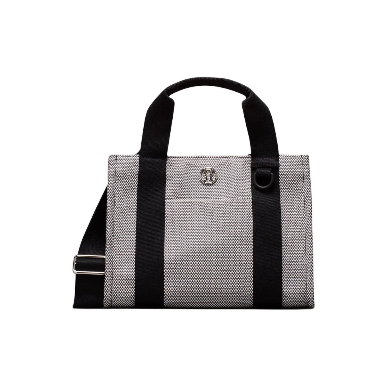 

Lululemon Two-Tone 4.5L Fashion Casual Cotton Blend Canvas Tote Bag Shopping Bag Shoulder Crossbody Handbag Mini Women tote LW9EZIS-ANCH/LTIV/BLK Anchor Patch Ivory
