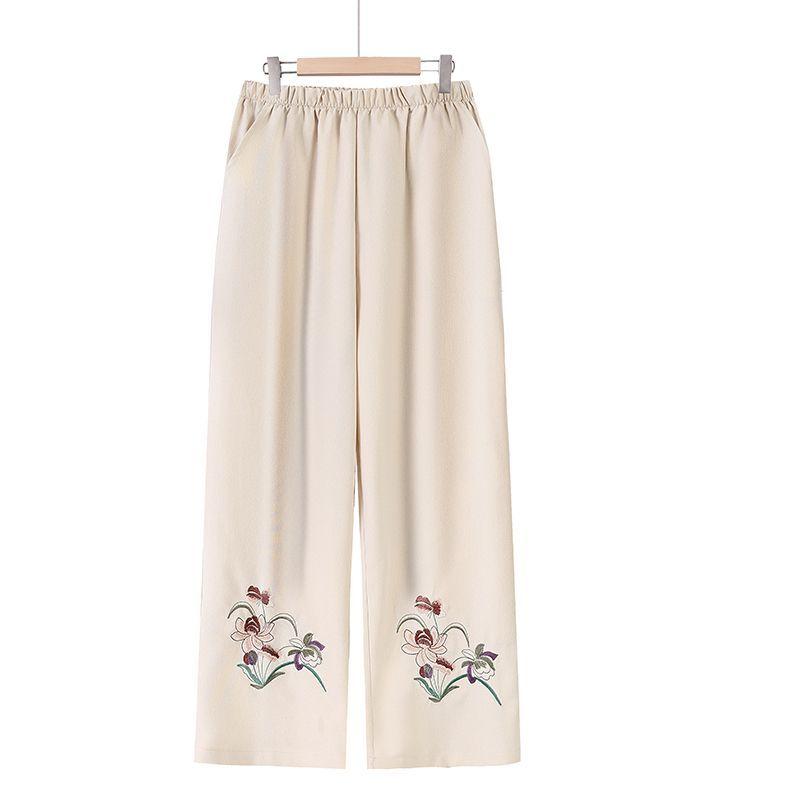 Casual Pants Summer Embroidered Thin High Waisted Loose and Fashionable New Pants