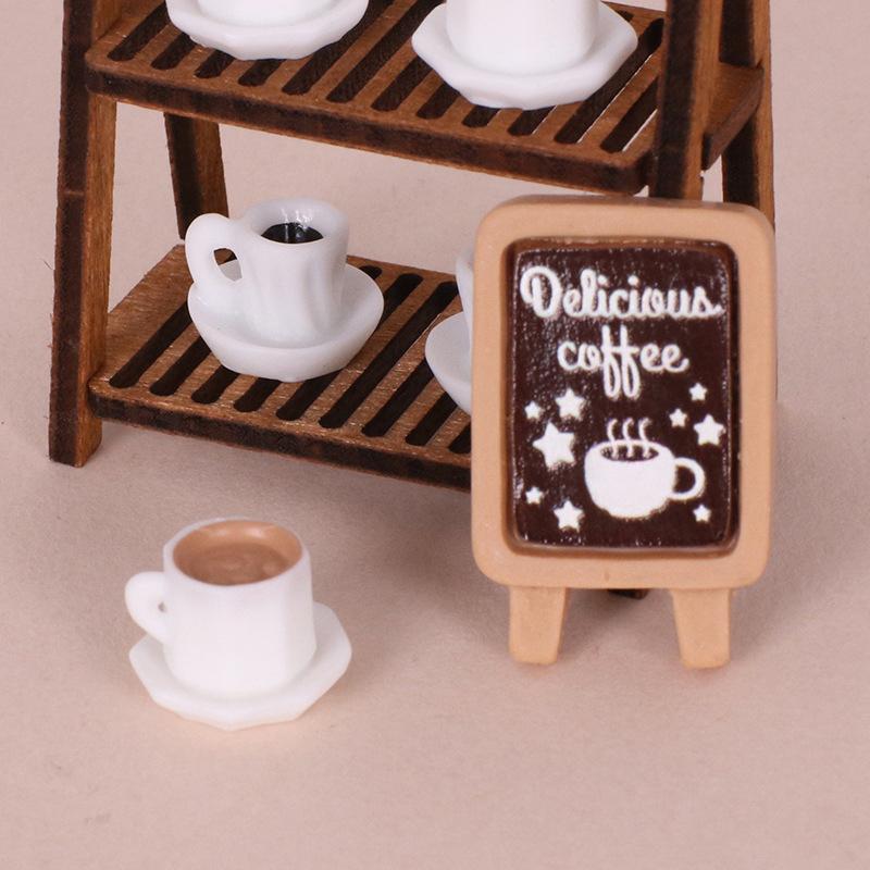 1:12 Dollhouse Miniature Double Layer Dessert Stand Coffee Cup Furniture Home Model Decor Toy Doll House Accessories
