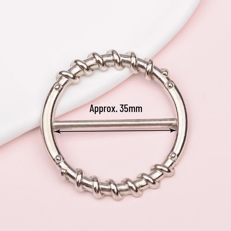 Premium Metal Buckle Summer Korean T-Shirt with Pearl Round Top Knot