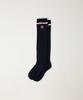 Seteo (W) Crest Logo Knee Socks Navy