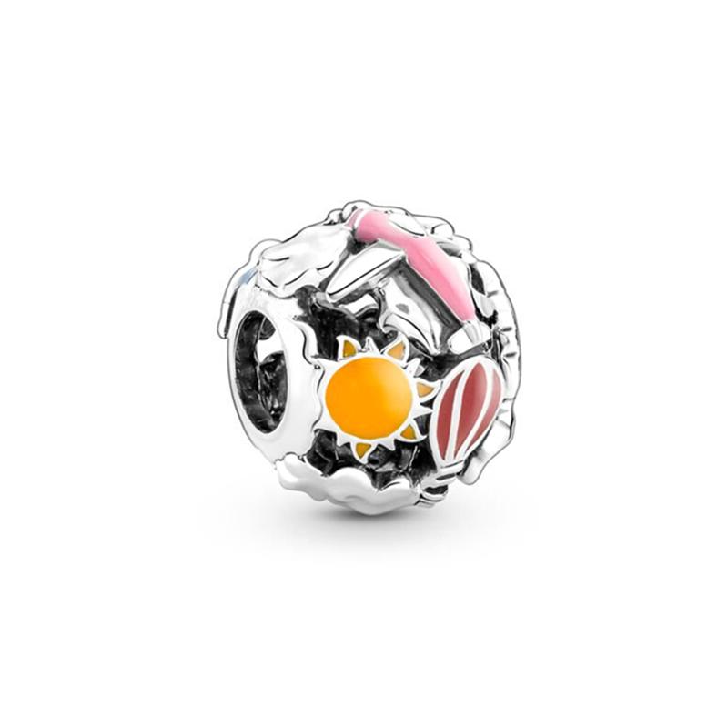 Pixar Hollow-out Round Woven Flower Queen Charm Bead European Silver Bracelet Necklace DIY Jewelry Gift for Women