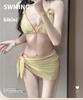 Vintage Bow Strappy Three-Piece Bikini Push-Up Swimsuit - Hot Girl Slim Fit for Small Bust
