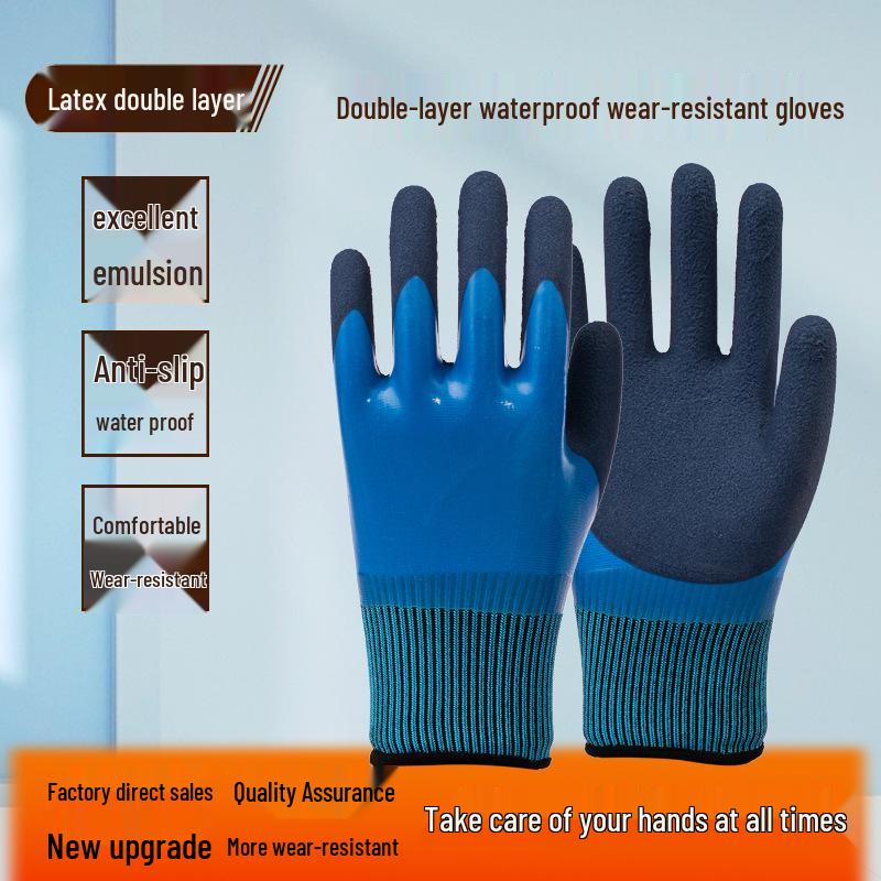 Waterproof Latex Anti-Slip Gloves: Durable, Double-Layered Protection for Men & Women In Aquaculture and Shellfish Work