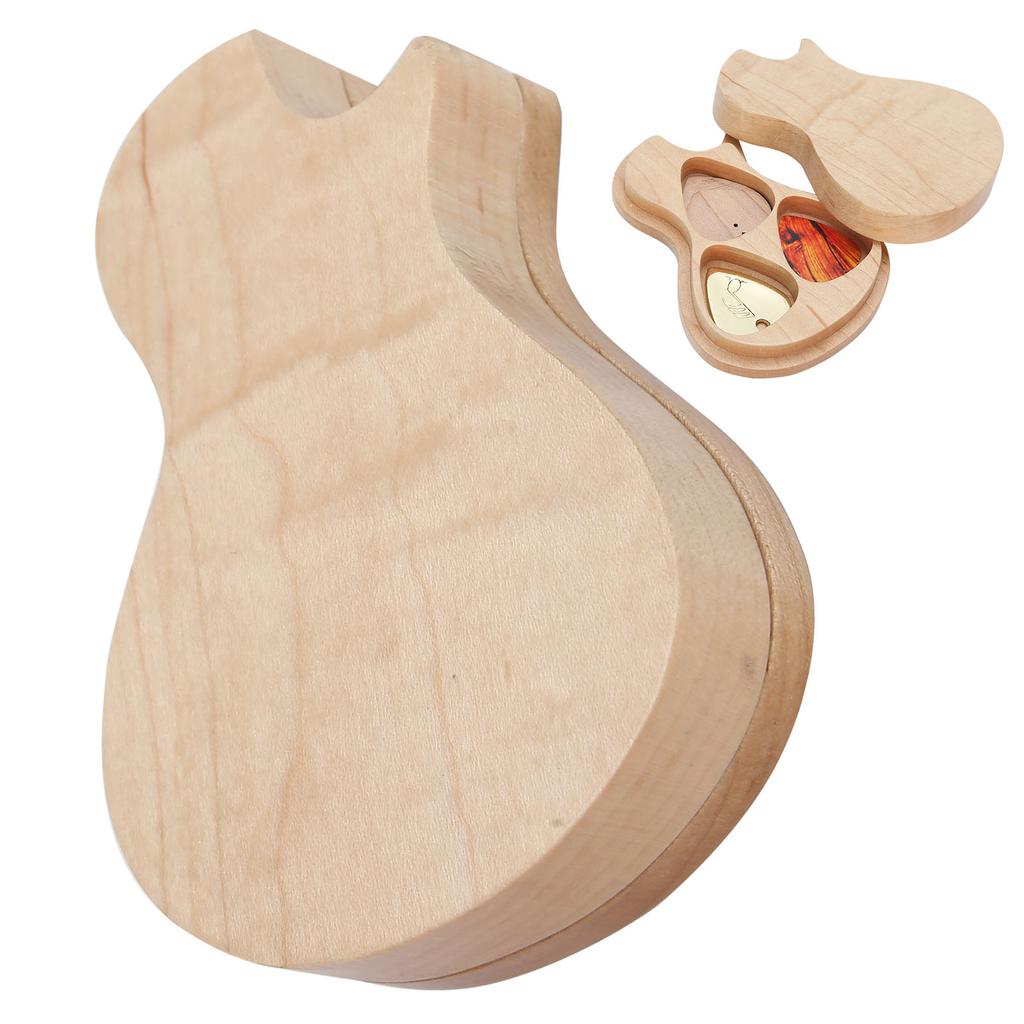 Guitar Pick Box Maple Solid Wood 3 Picks Guitarist Gifts Musical Instrument Accessories