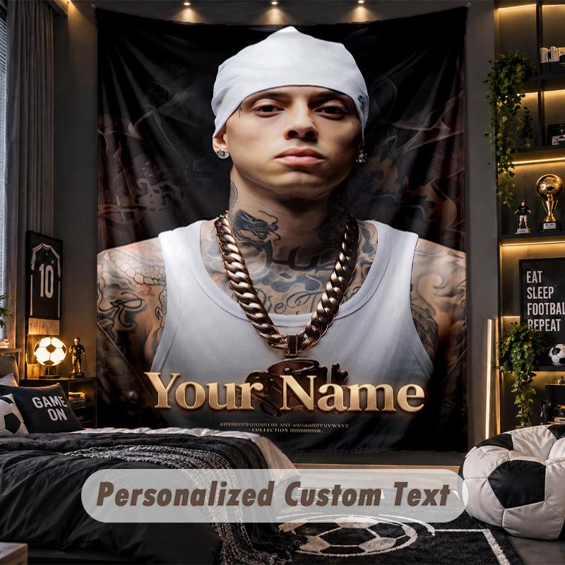 Personalized Wall Tapestry,Central Cee Custom Printed Name, Fabric Wall Art For Indoor Room Backdrop