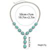 European and American Jewelry Retro Ethnic Turquoise Necklace Female Niche Punk Metal Chain Collarbone Necklace