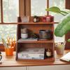 Wooden Retro Desk Organizer: Solid Wood Wall-Mounted Holder for Perfume, Cosmetics, Coffee Cups, and Utensils.