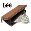 Lee Stitch Design Round Zipper Long Wallet (KHAKI)