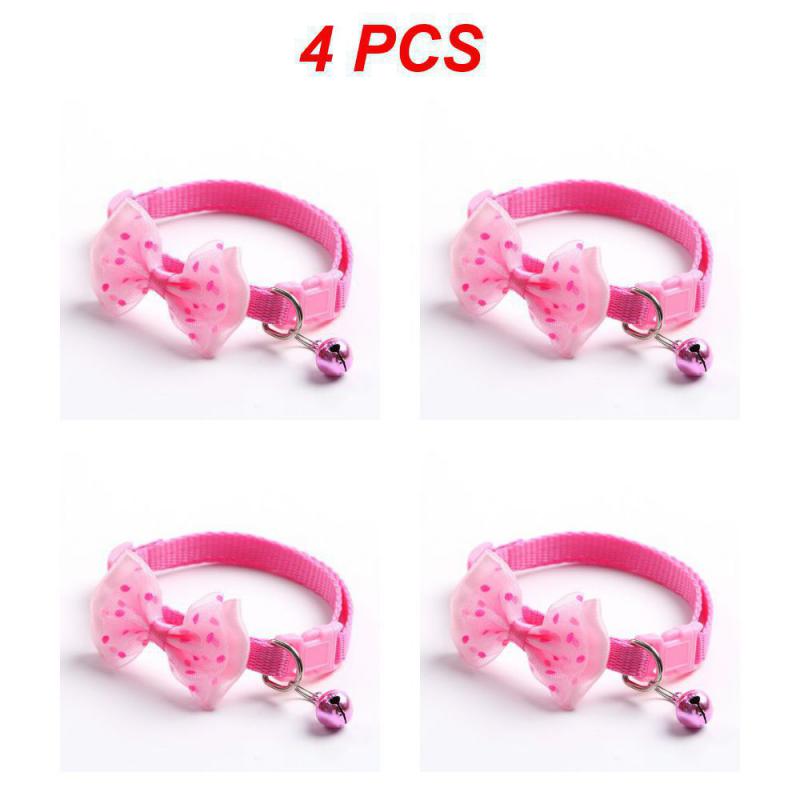 1/2/4PCS Dorakitten Bow Decor Pet Collar Adjustable Dot Design Cute Bell Dog Collar Bow Kitten Collar Pet Supplies Clothing
