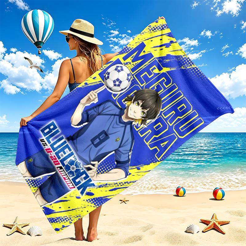 Blue Lock Beach Towel Quick Dry Soft MicrofiberSand Resistant Oversized Cabana Bath Sheet for Swimming Pool Travel Gift
