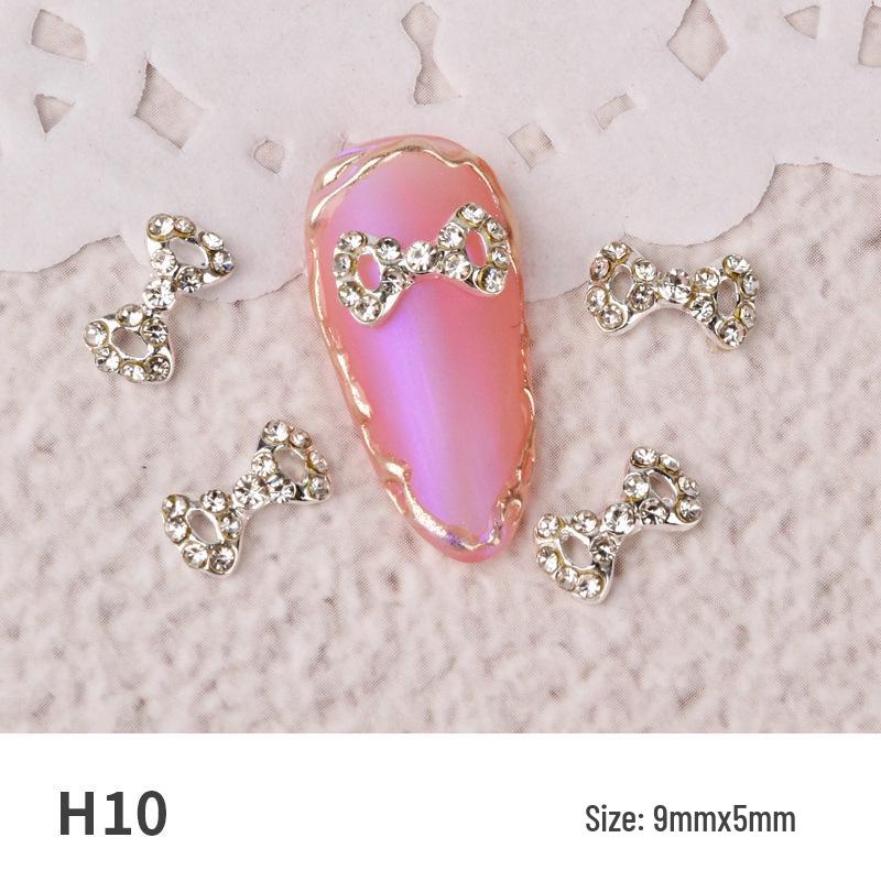 Japanese Style Rhinestone and Pearl Bow Nail Art Accessories