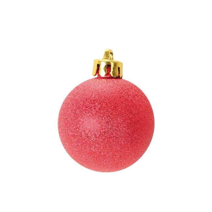 Boules De Noël - Chic - Rouge - Set De 6 - PVC - 5 Cm De Diamètre - Décoration De Fête