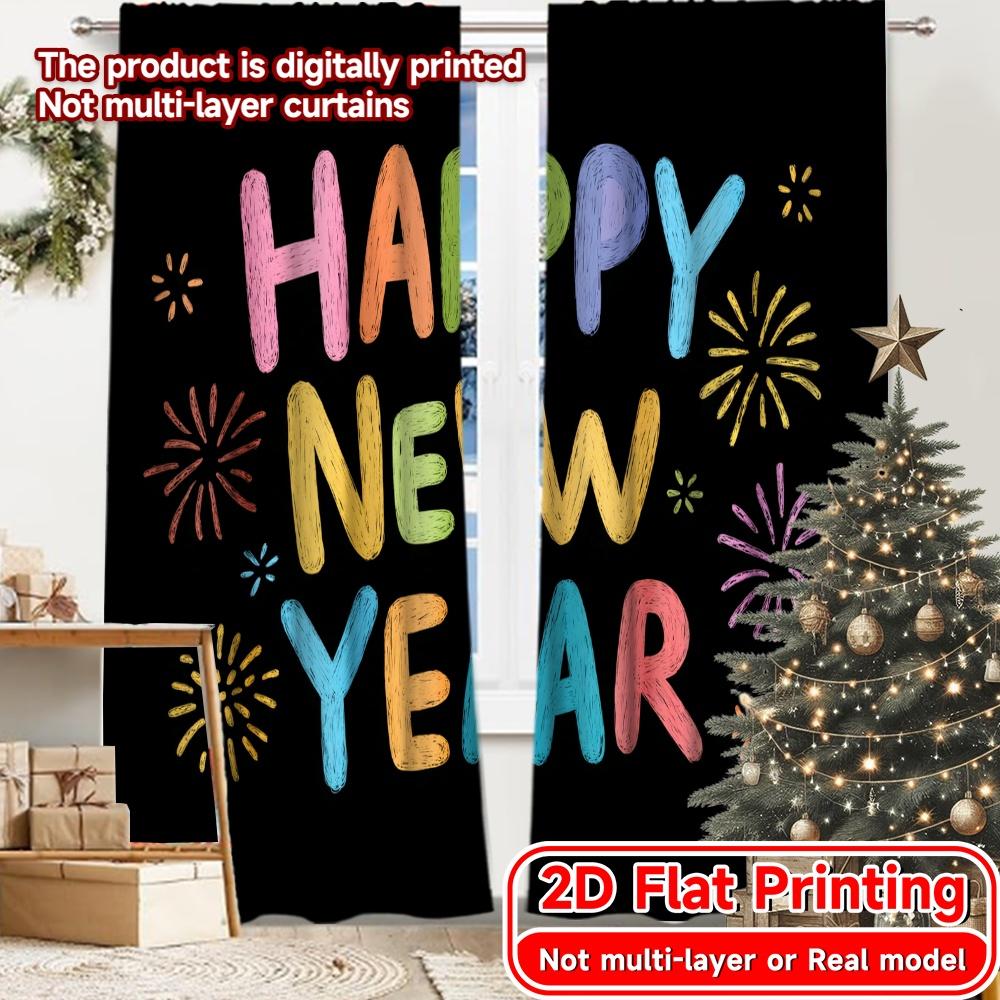 

Прозрачные Шторы с Плоской Печатью Newyearjoy Шикарные Полиэстер Наружные Украшения Идеальный Комплект Штор для Гостиной Из 2 Штук Моющиеся Готовые к Использованию W100*H70(CM)-Hooks&1PCS