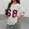 Milk white hollow woolen large hole texture, breathable suitable for spring and summer, loose shoulder version Tibetan meat and casual.