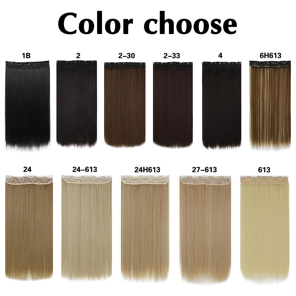 5Clips In Hair Synthetic Long Straight Hair Extensions Natural Hairpiece For Women Cosplay Party Wear