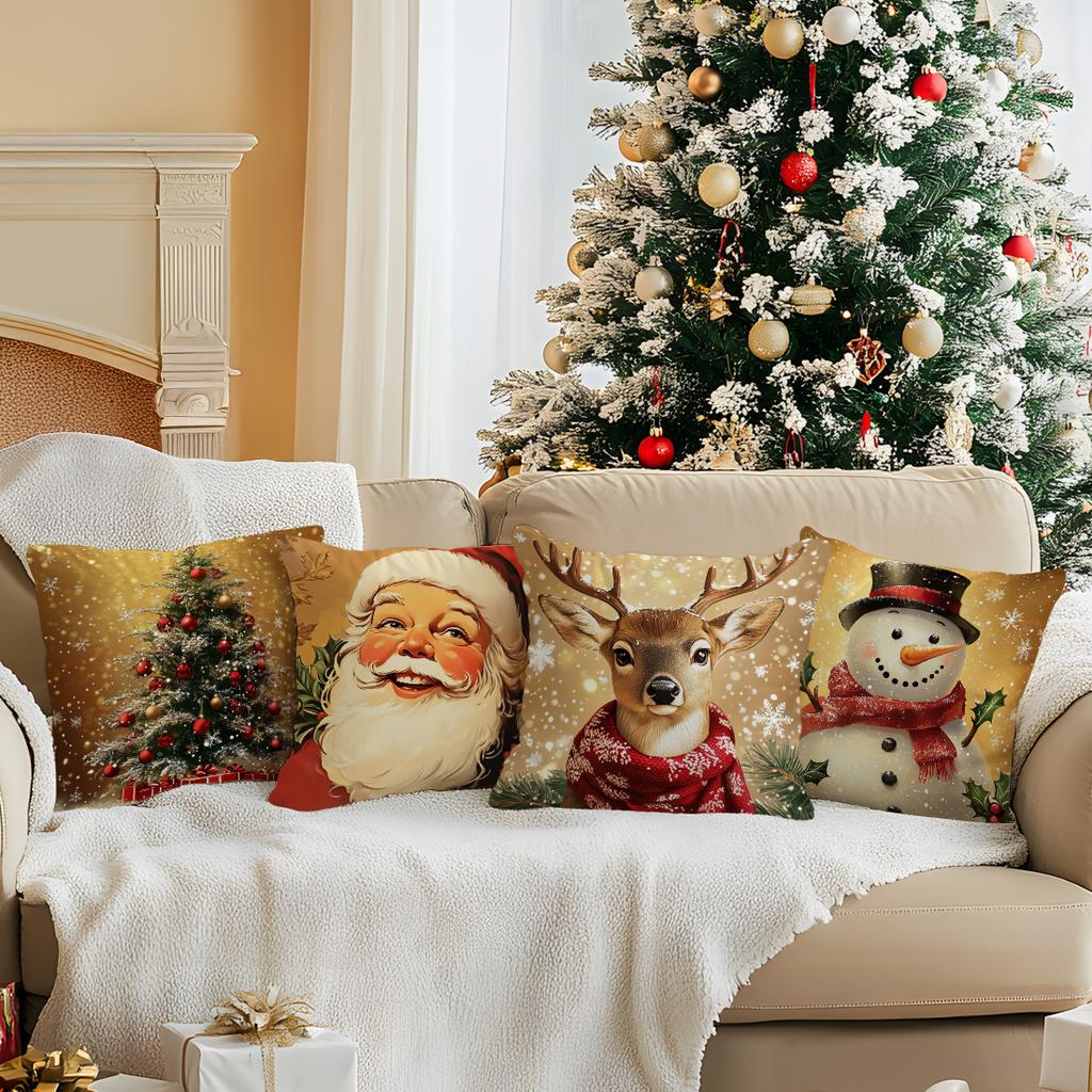 Golden Christmas decoration Cushions Pillowcase Polyester Cushion Cover Throw Pillow Sofa Decoration Pillowcover Home Decor